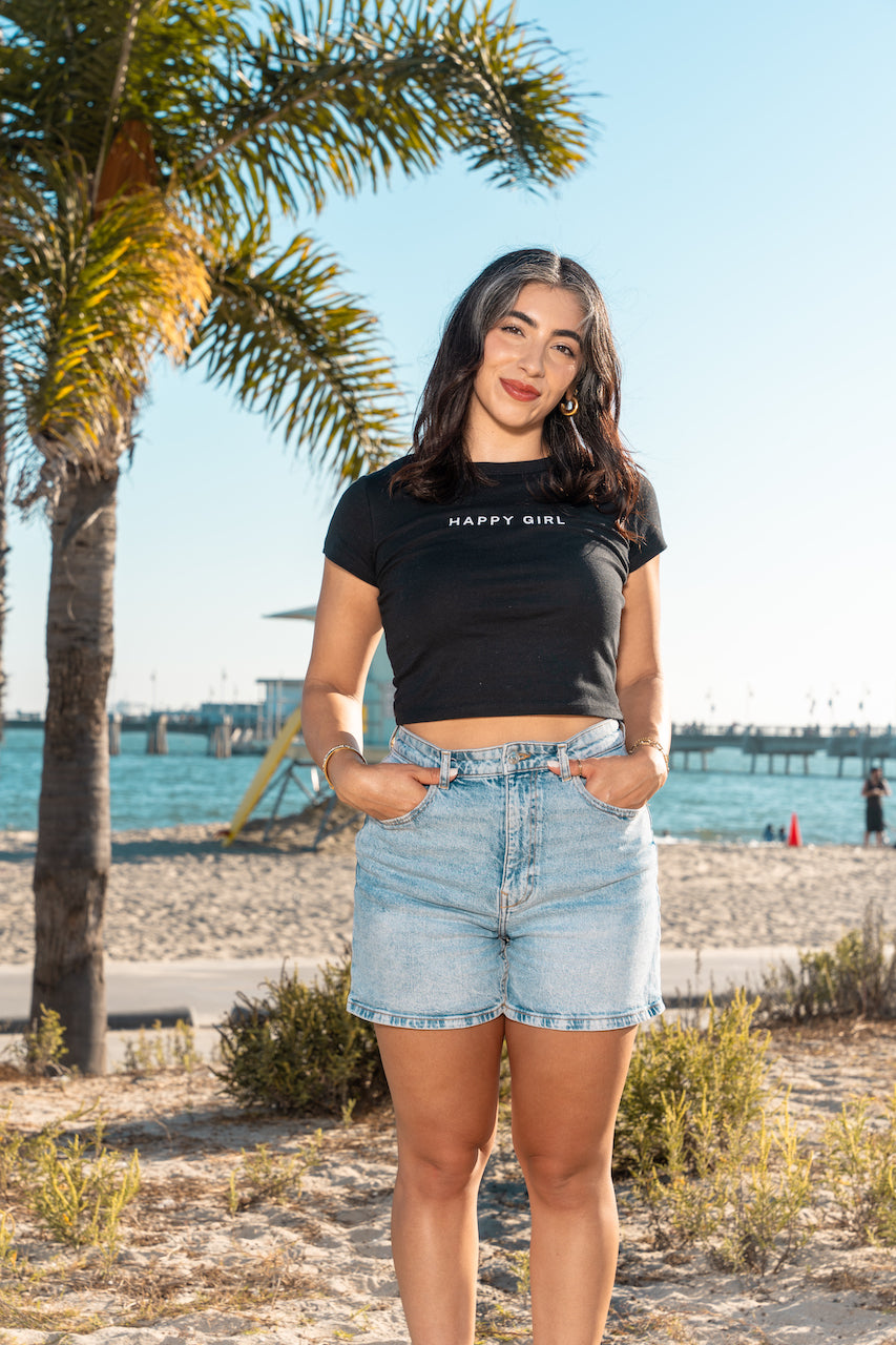 Happy Girl Club Cropped T-Shirt
