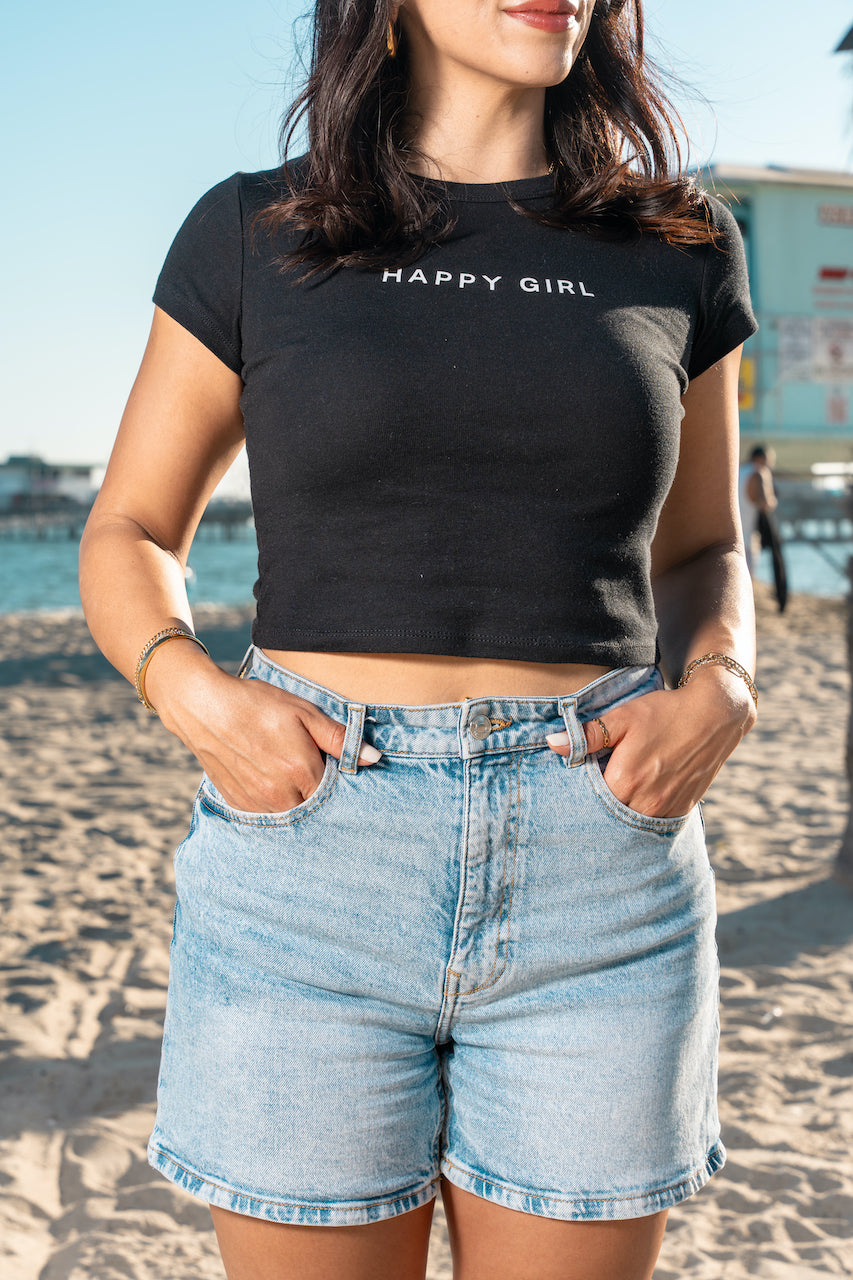 Happy Girl Club Cropped T-Shirt