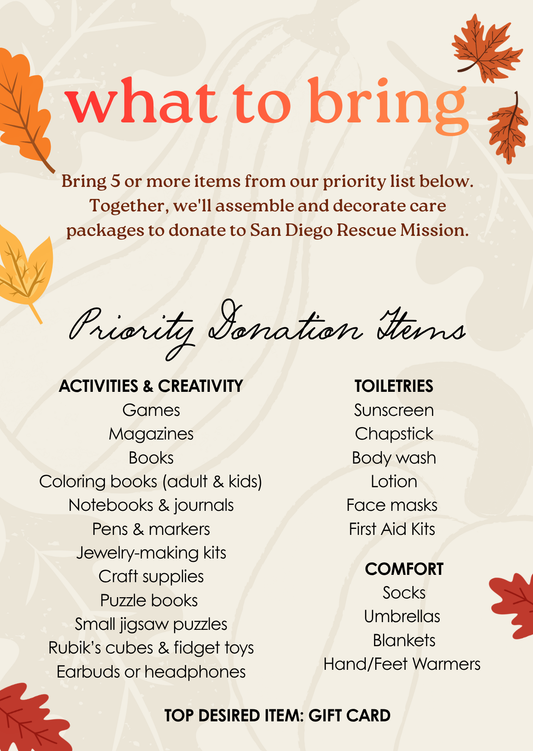 Temecula FriendsGIVING Care Package Party
