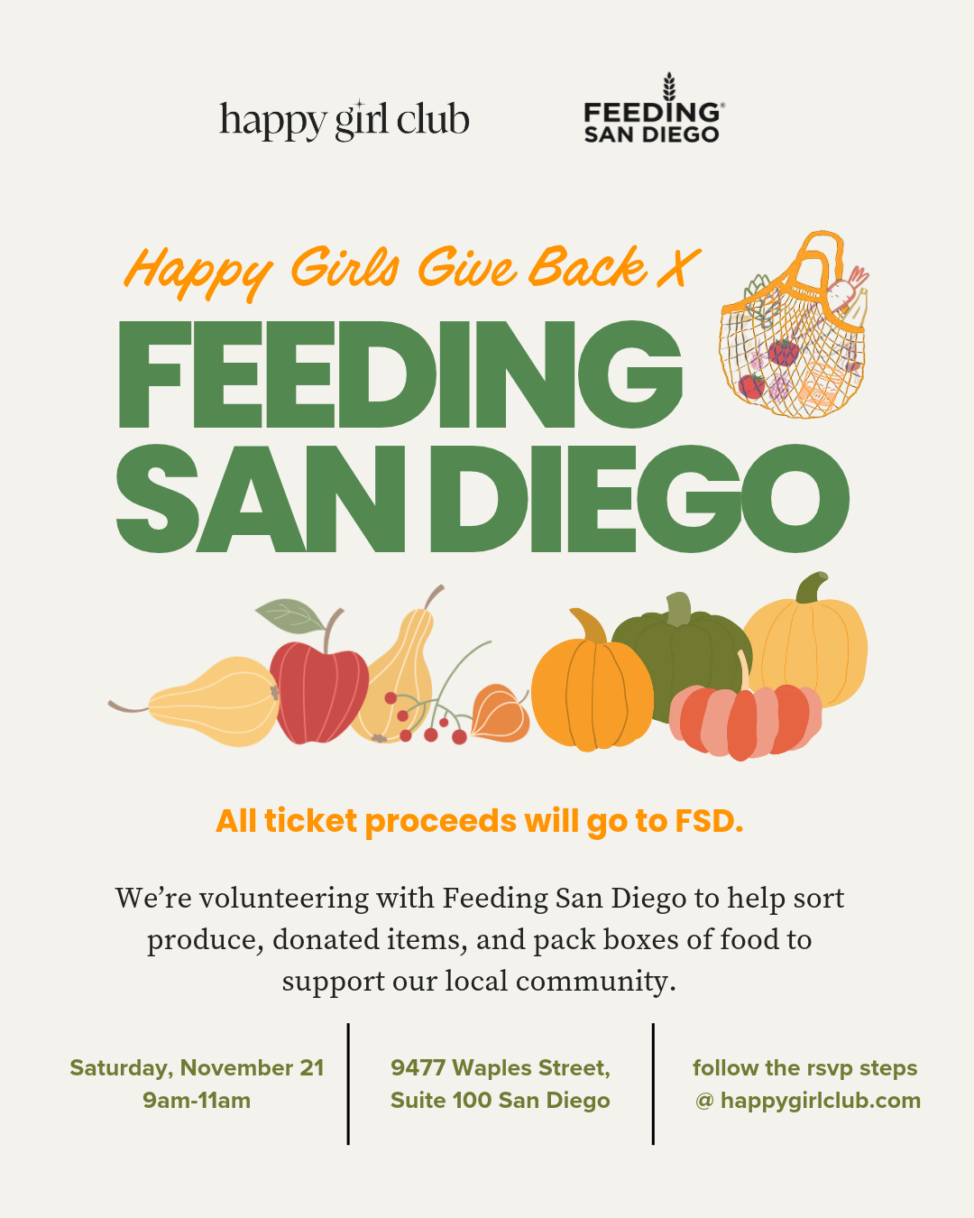 Happy Girls Give Back X Feeding San Diego Volunteer Meetup